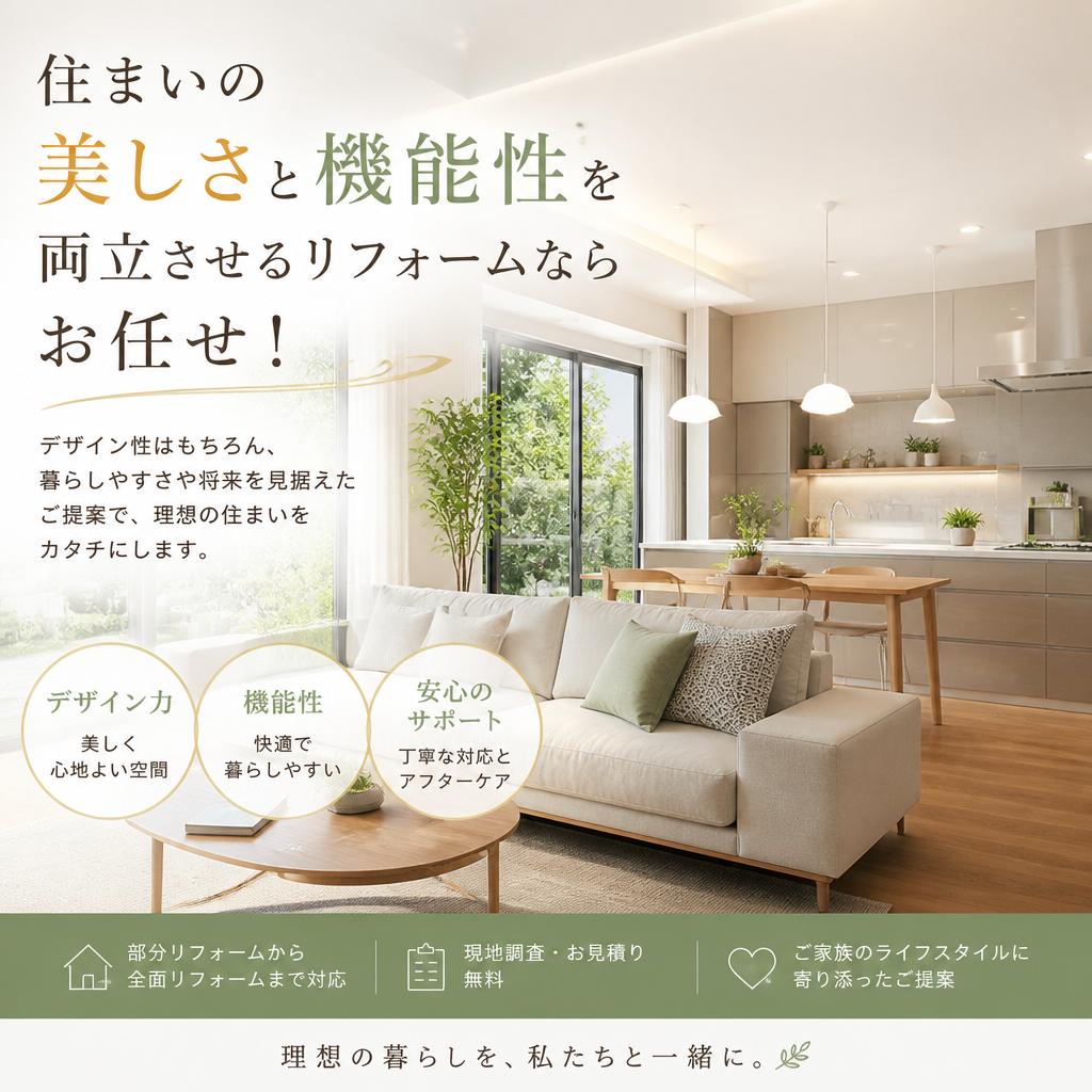 住まいの美しさと機能性を両立させるリフォームならお任せ！