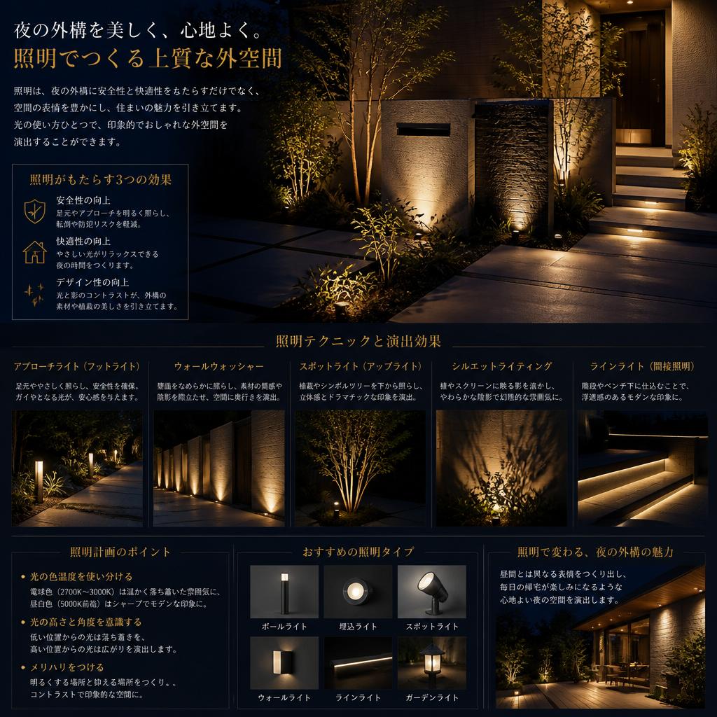 魅力的な照明で夜の空間を演出